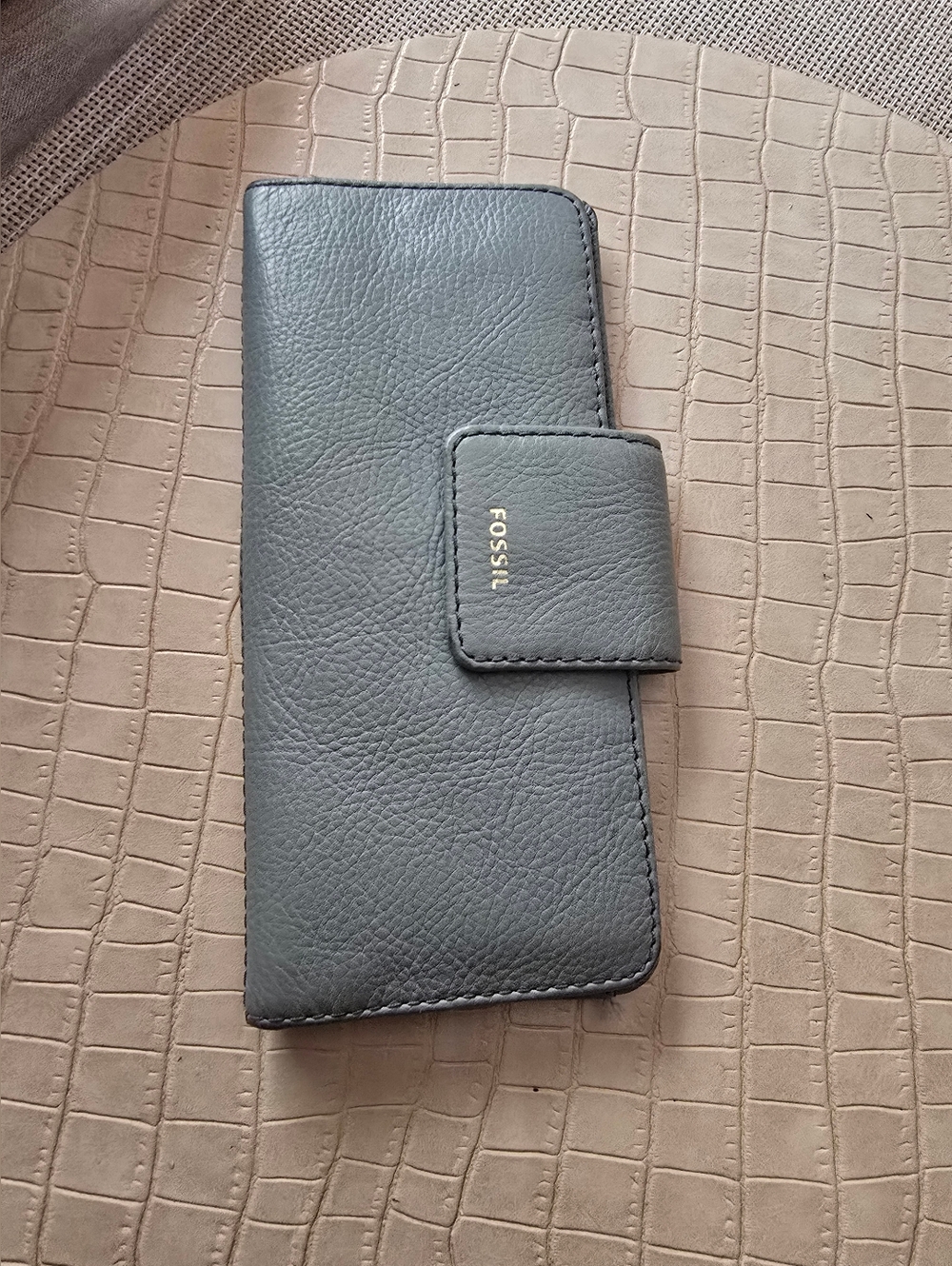 Fossil Slate Bluish Gray Leather Wallet Phone Case